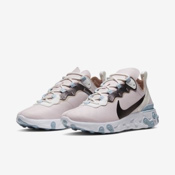 Nike React Element 55 SE - Női Utcai Cipő - Rózsaszín/Fehér/Világos Kék/Khaki Szürke